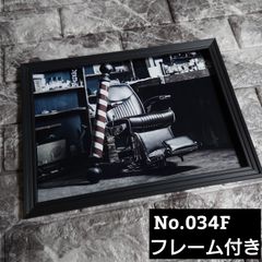No.034F A4 barber アート ポスター バーバー 理容 WAHL 額 壁 coco