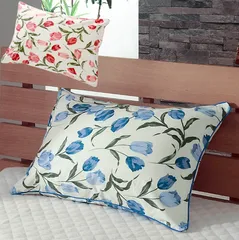 【ピンク2枚・ブルー1枚】 枕カバー ピローケース 35x50cm 綿100% フラワー 花柄 チューリップ かわいい ピロケース