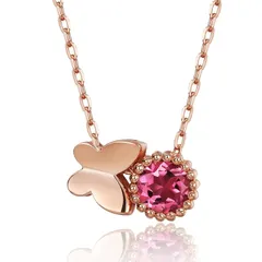 【新品】 [EVER FLAWLESS] シルバー925 ネックレス レディース ルビー 蝶モチーフ ピンクゴールド仕上げ アレルギー対応 プレゼント ギフト 1