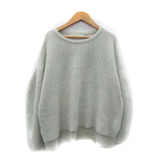 ファヴォリ FAVORI ニット セーター 長袖 ラウンドネック 無地 オーバーサイズ 38 M ミントグリーン /SY23