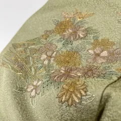 付下げ 中国三大刺繍 さがみお誂え 裄67 ガード加工 紋無し 正絹 着物 MK-2415