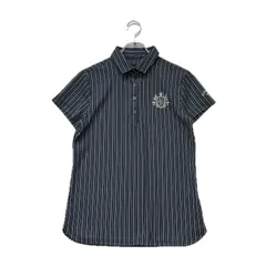 中古 レディース キャロウェイ Callaway 半袖ポロシャツ L 紺×白 ネイビー×ホワイト ストライプ