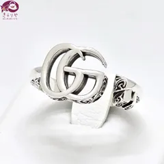 GUCCI グッチ 627760 ダブルG キーモチーフ リング 18 約17号 エイジング フィニッシュ スターリングシルバー SV925 ダブルG キー ディテール アラベスク エングレービング エッジ イタリア製 現行品