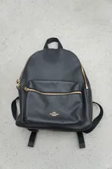 美品✨COACH コーチ チャーリー リュック シボ革 レザー F38288 COACH リュック チャーリー 大容量 男女兼用 レザー ブラック 黒
