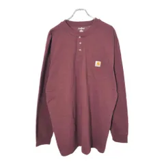 Carhartt カーハート ヘンリーネック 長袖ポケットＴシャツ ワインレッド(メンズ L)中古 古着 V8418