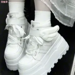 サブカルチャー 天使系 8cm 厚底 白 スニーカー ファッション ボード シューズ