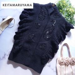 ケイタマルヤマ ビーズ刺繍 ニット スパンコール 1 M ベージュ