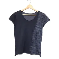 JURGEN LEHL(ヨーガンレール) 半袖セーター サイズM レディース美品 - ダークネイビー×ブルーグレー クルーネック