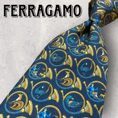 Salvatore Ferragamo フェラガモ アート柄 アニマル 動物 ネクタイ ネイビー