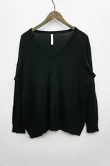 glamb グラム 無地 Vネック ニット セーター GB14SP/KNT01 黒 サイズ1 509N★2