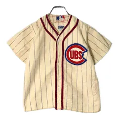 80年代 MLB シカゴ・カブス ユニフォーム ベースボールシャツ メジャーリーグ ストライプ ホワイト(ユース M)中古 古着 V9314