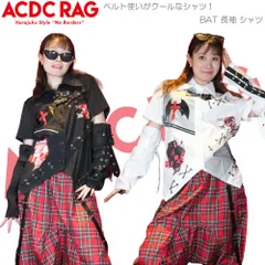 ACDC RAG エーシーディーシーラグ BAT シャツ 長袖 ファッション 原宿系 レディース Y2K ロック パンク エモパンク 骸骨 コウモリ ベルト ストリート pe-2726