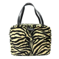 美品 KATE SPADE ケイトスペード アニマル柄 スクエア ハンド バッグ ミニ かばん 鞄 トラ柄 起毛 ベージュ 黒 ブラック レディース 古着 中古 USED