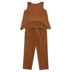FONCE フォンセ アバハウス セットアップ ノースリーブ カットソー パンツ スラックス 34 茶 ブラウン レディース 古着 中古 USED