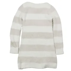 美品 gelato pique ジェラートピケ ２ボーダー ワンピース ドレス ロゴ 刺繍 プルオーバー ルームウェア F ベージュ ホワイト レディース 古着 中古 USED