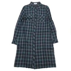 良品 08AW 自由区 チェック シャツ ワンピース 長袖 ハーフ 膝丈 チュニック カットソー 38 ブラック グリーン グレー レディース 古着 中古 USED