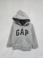 ギャップベイビー グレー 起毛 フードジップアップ キッズ 3-4歳 1219