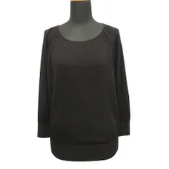 良品 MICHEL KLEIN ミッシェルクラン ニット セーター クルーネック リブ 38 黒 ブラック レディース 古着 中古 USED