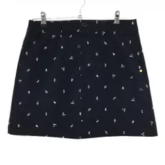 【超美品】アディダス スカート ネイビー×白 総柄 ストレッチ レディース L/G ゴルフウェア adidas