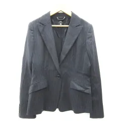 イネド INED テーラードジャケット ミドル丈 総裏地 シングルボタン ストライプ柄 9 ダークグレー /YM26