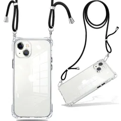 iPhone 13 mini ケース クリア ショルダー 耐衝撃 ストラップ付き スマホケース アイフォン13 mini カバー 透明 薄型 軽量 TPUスマホ シリコン 紐付き 斜めがけ 織りストラップ付き 肩掛け 調節可能なショルダー クロスボディ 多目的