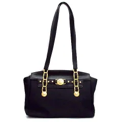 ジャンニヴェルサーチ ヴェルサーチェ GIANNI VERSACE サンバースト ナイロン レザー ショルダーバッグ ブラック ゴールド 黒 金のサムネイル