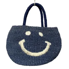 a-jolie(アジョリー) トートバッグ - ネイビー×アイボリー かごバッグ/スマイル