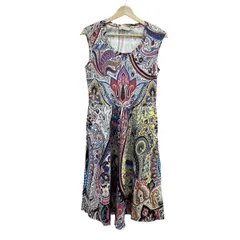 ETRO(エトロ) ワンピース レディース美品  - 白×ブルー×マルチ ノースリーブ/ひざ丈/ペイズリー柄