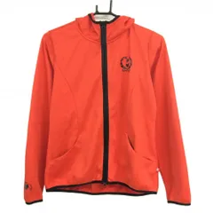 【超美品】フィラゴルフ ジップパーカー レッド×黒 胸元ロゴプリント レディース L ゴルフウェア FILA GOLF