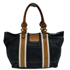 美品　バーバリーブルーレーベル　トートバッグ　ロゴ　パッチ　デニム　レザー　A4収納　肩掛け