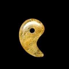 クーポン有【美形・金針が魅力】勾玉 ルチルクォーツ 天然石 約1g 金運 仕事運 成功運 お守り パワーストーン GHM9スエードコードor交換用ゴム付＆巾着付 財運 メンズ レディース プレゼント 守護石 天然石の卸　京の蔵