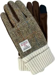 nature et evoluer ハリスツイード Harris Tweed レディース 手袋 スマホ対応 ニットカフスイビー (ベージュ,  21cm)のサムネイル