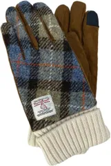 nature et evoluer ハリスツイード Harris Tweed レディース 手袋 スマホ対応 ニットカフスイビー (ブルー,  21cm)のサムネイル