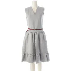 フォクシー 19年 ウール Vネック ノースリーブ ワンピース 40300 グレー 38【中古】