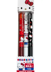 サンリオ　ハローキティ フリクションボールノック 3本セット 黒 0.5mm 日本製