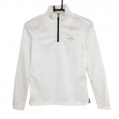 キャロウェイ 長袖ハイネックシャツ 白 地模様 ハーフジップ ロゴ  レディース S ゴルフウェア Callaway