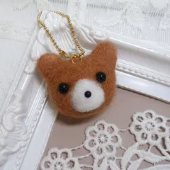 羊毛フェルトキーチェーン◇ハンドメイド ちいさなクマのキーチェーン 前田さん  oh-02333