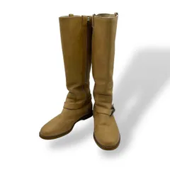 良品　Cole Haan コールハーン ロングブーツ　エンジニアブーツ　ストラップ　レザーシューズ　革靴　本革　プレーントゥ　ベージュ　23.5cm