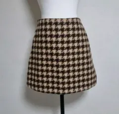 S133 ハウンドトゥースチェック ウール ミニ スカート 66