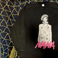 NANA メンズ ロンT 長袖 ケミカルウォッシュ 黒 平成レトロ N24　NANA 矢沢あい 中島美嘉 宮﨑あおい レン ハチ ナナ パラキス パラダイスキス 矢沢あい作品 セブンティーンロック トラネス BLAST