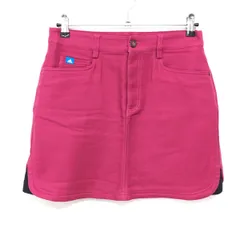 【超美品】アディダス スカート ピンク系×ネイビー 後ろロゴ ストレッチ レディース L/G ゴルフウェア adidas