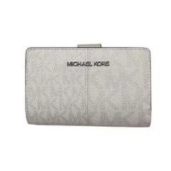 【新品 未使用】MICHAEL KORS マイケルコース アウトレット 財布 二つ折り財布 ジェット セット トラベル ツートン シグネチャー ミディアム ジップ コーナー 35F4STVF6M SILVE