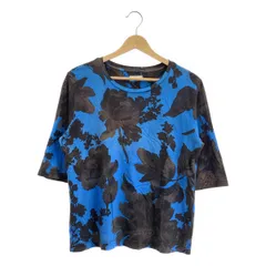 DRIES VAN NOTEN / ドリスヴァンノッテン | コットン フラワープリント クルーネック カットソー | S | ブルー/チャコールグレー | レディース