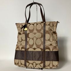 2605-317｜美品｜コーチ シグネチャー トートバッグ ダークグリーン 