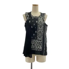 【美品】  sacai / サカイ | 総柄 ペイズリー ドッキング アシンメトリー プリーツ ブラウス トップス | 1 | チャコール/ブラック | レディース