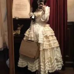 漁師風 ロリータ ファッション 黄色 分離型 ONE PIECE プリント セット