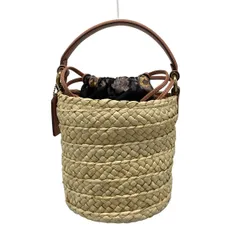 COACH(コーチ) ハンドバッグ ドローストリング バケット バッグ 68539 ベージュ×ブラウン かごバッグ レザー