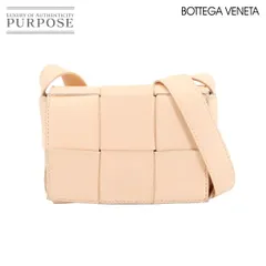 美品 ボッテガ ヴェネタ BOTTEGA VENETA イントレチャート キャンディ カセット ショルダー バッグ レザー ピンクベージュ 666688 90304821