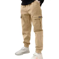 ☆ ベージュ ☆ 160cm ☆ キッズカーゴパンツ キッズ カーゴパンツ 男の子 カーゴ パンツ ジュニア キッズパンツ ロングパンツ 長ズボン ボトムス 子供服 コットン ボーイズ ガールズ 子供 子ども 女の子 小学生 中学生 無地 通園 通学