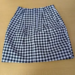 ♡渋谷系♡【GU／ジーユー】モノトーンのギンガムチェックのポケット付きスリム・タイト・ミモレ丈ミニスカート　　165.